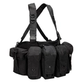 Tactical chest rig in black featuring MOLLE expansion system and adjustable buckles - One Size / Black