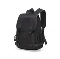 Détail du sac à dos tactique noir avec sangles à boucles et panneau auto-agrippant - Taille unique / Noir