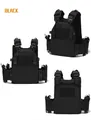 Vista a tre angoli del gilet tattico nero 1000D MOLLE con fibbie a sgancio rapido - Stile a Sgancio Rapido Taglio Laser (Gilet TV002) / Nero