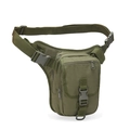 Army green tactical drop leg bag in waterproof nylon with adjustable belt and buckles - Army Green