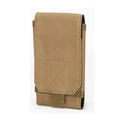 Tactical MOLLE pouch in coyote brown nylon for outdoor waist attachment and cell phone - Tan