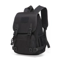Detail view of the black tactical backpack showing breathable mesh shoulder straps and buckles - 20-35L / Black
