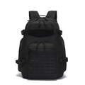 Black tactical hiking backpack with laser-cut MOLLE system and adjustable straps - 36-55L / Black