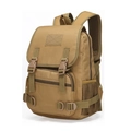 Tactical military style backpack in khaki nylon with webbing system and velcro patch area - 20-35L / Tan