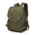 Detail view of military tactical backpack with durable buckles and breathable mesh straps - 20-35L / Army Green