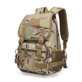 Tactical camouflage backpack with flap cover and side mesh pocket for school and camping - 20-35L / CP Camouflage