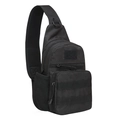 Schwarze taktische Brusttasche aus Nylon mit MOLLE-System und seitlichem Wasserflaschenfach - Einheitsgröße / Schwarz