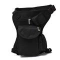 Tactical black nylon waist and leg bag with multiple pockets and adjustable straps - Black