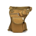 Tactical khaki nylon leg bag with adjustable straps for outdoor hiking and cycling - Tan