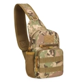 Tactical multicam camouflage crossbody chest bag with side mesh water bottle holder - CP Camouflage
