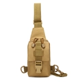 Tactical sling bag in khaki nylon with MOLLE system and adjustable shoulder strap - Tan