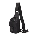 Tactical black crossbody chest bag with adjustable strap and MOLLE attachment system - Black