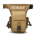 Adjustable tactical drop leg bag in khaki waterproof nylon for hiking and outdoor sports - Tan