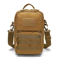 Tactical crossbody bag in coyote tan with MOLLE system for outdoor hiking and cycling - Tan