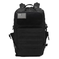 Zaino tattico 45L nero con sistema MOLLE e patch con bandiera americana - 45L / Nero