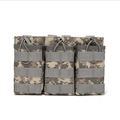 Three-slot tactical MOLLE mag pouch in digital ACU camouflage with bungee cords - Triptych Set / ACU Color