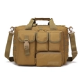 Waterproof tactical outdoor travel bag in khaki with MOLLE system and multiple pockets - Tan