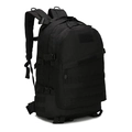 Tactical black outdoor backpack with MOLLE system and durable nylon for hiking - Black