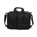 Waterproof tactical black messenger bag with multiple pockets and durable nylon fabric - Black