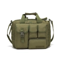 Waterproof military green tactical crossbody bag with MOLLE webbing and multi-pocket design - Army Green