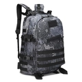 Tactical hiking backpack in dark grey hexagonal snake scale camo with MOLLE webbing - Python Black