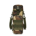 Tactical woodland camo water bottle pouch with MOLLE system and adjustable shoulder strap - Jungle Camouflage