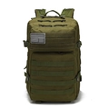 45L army green military tactical backpack with MOLLE system and USA flag patch - 36-55L / Army Green