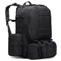 Schwarzer taktischer Militärrucksack mit modularem MOLLE-System und abnehmbaren Taschen - Schwarz
