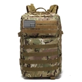 Detailed front view of 45L camouflage tactical backpack with MOLLE system and velcro flag patch - 36-55L / CP Camouflage