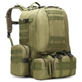 Militärischer Taktik-Rucksack in Armeegrün mit MOLLE-System und drei abnehmbaren Taschen - Armeegrüner Stil (B08) / Armeegrün
