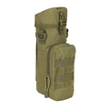 Army green tactical water bottle pouch with MOLLE webbing and front zipper pocket - Army Green