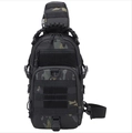 Tactical crossbody shoulder bag in jungle camouflage pattern with MOLLE system and paracord handle - Black Multicam