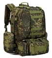 Tactical backpack with digital pixel camouflage and ergonomic padded straps for hiking - 36-55L / Russian Camouflage