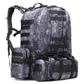 Outdoor Taktischer Camping Rucksack für Herren mit grauem Python-Tarnmuster und MOLLE - Python-Tarnstil (B08) / Schwarze Schlangen-Tarnung