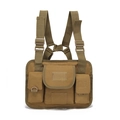Khaki tactical chest bag in durable nylon with adjustable H-harness for outdoor sports - One Size / Khaki