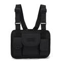 Black tactical chest bag in durable nylon with adjustable straps and multi-pocket design - One Size / Black