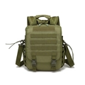 Close-up of military green tactical backpack featuring Molle webbing and durable nylon fabric - One Size / Army Green