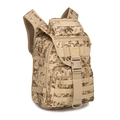 Detail view of desert digital camo tactical backpack with Molle webbing and reinforced buckles - 36-55L / Desert Digital Camouflage