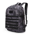 Tactical camouflage outdoor backpack with MOLLE system and breathable mesh shoulder straps - One Size / Python Black Camouflage