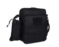 Tactical crossbody bag in black oxford fabric with MOLLE system and water bottle pouch - Black