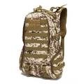 Detailed side view showing 35L tactical backpack with MOLLE webbing and desert camo pattern - Desert Digital