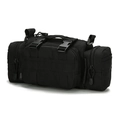 Tactical black nylon waist pack with multiple pockets and buckles for outdoor hiking - One Size / Black
