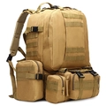 Modularer 4-in-1 Oxford Wanderrucksack in Khaki mit MOLLE-System und abnehmbaren Taschen - Khaki