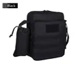 Tactical black oxford shoulder bag with water bottle holder and waterproof design - Black