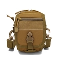 Tactical molle water bottle pouch in khaki nylon with adjustable shoulder strap and buckle - Tan