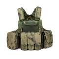Tactical vest with jungle camouflage pattern featuring modular pockets and mag pouches - FG Camo