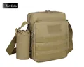 Tactical Oxford shoulder bag in coyote brown with MOLLE system and detachable water bottle pouch - Tan