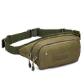 Tactical army green running waist pack with adjustable belt and three zippered pockets - Army Green