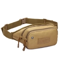 Sac banane tactique marron coyote en nylon haute densité pour sport avec port écouteur - Sable
