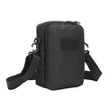 Tactical black nylon shoulder bag featuring dual zipper compartments and MOLLE system - Black
